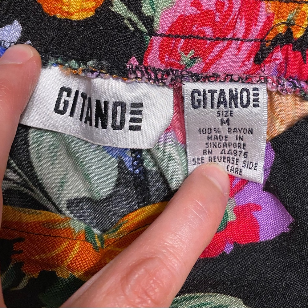 Vintage Gitano Floral Print High Waist Pleated Front Tapered Leg Ankle Pants M - Picture 4 of 8